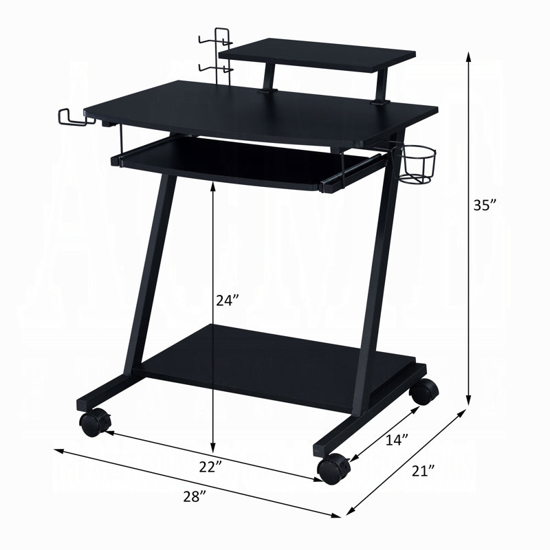 Ordrees Rectangular Gaming Desk in Black