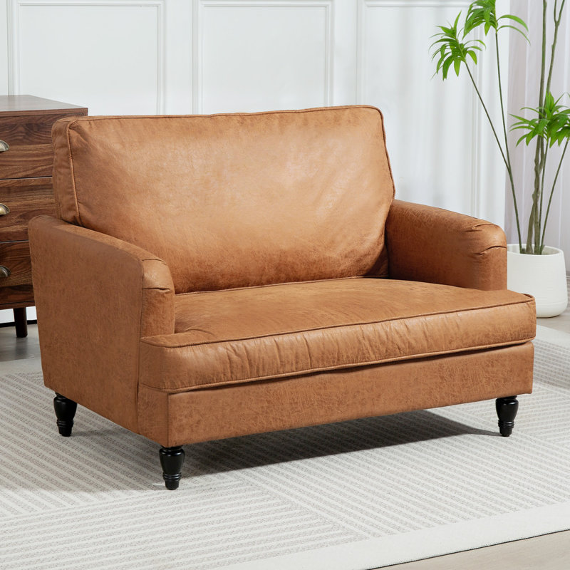 Chaise d'appoint moderne, fauteuil rembourré avec pieds tournés, brun