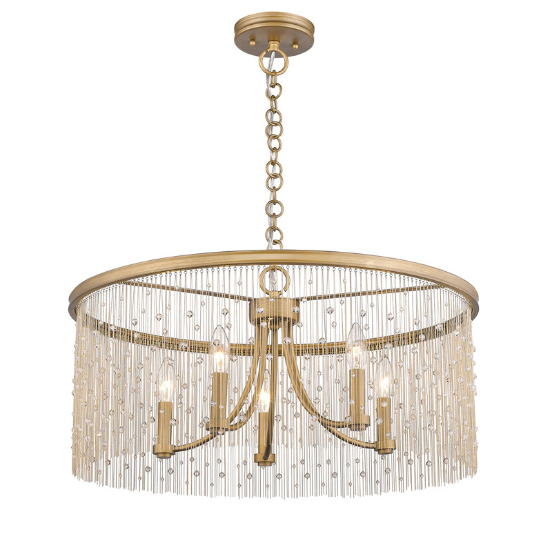 Latrell 5 - Light Dimmable Drum Chandelier, Crystal Beads