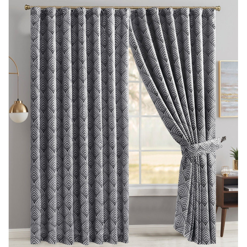 Marmaduke Cotton Blend Blackout Curtain Pair, Grey, 228 W x 137 D cm