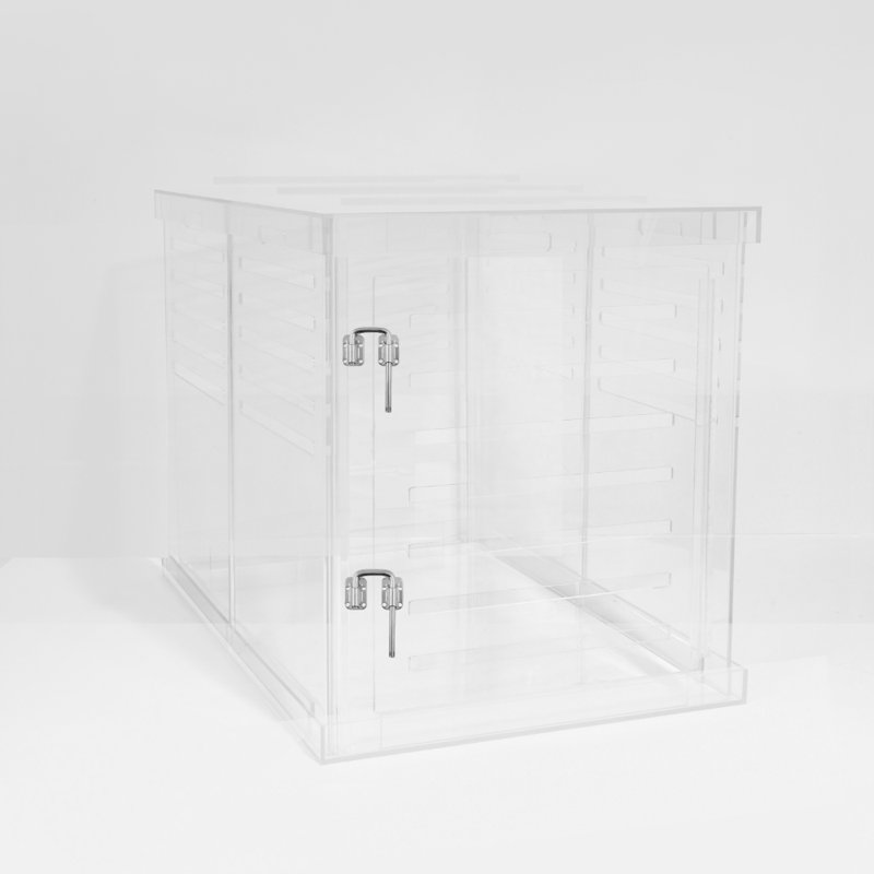 Large Clear View Pet Crate with Silver Latch, Blush