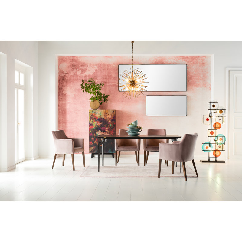 Bow Solid Wood Top Metal Base Dining Table, H76 x L200 x W90cm
