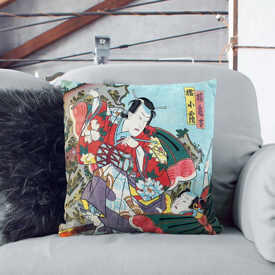 Caught in a Fight by Utagawa Kunisada Cushion with Filling