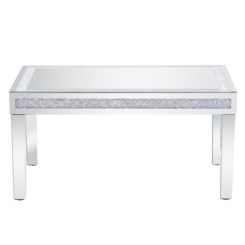 Mirrored Coffee Table With Crystal Inlay