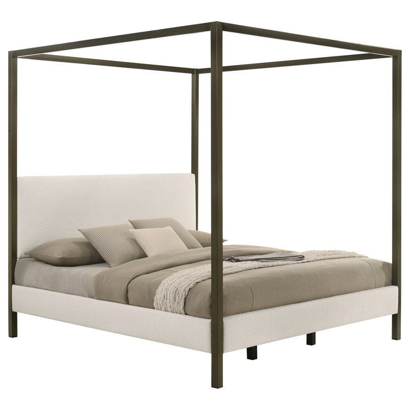 Kilgo Upholstered Queen Canopy Bed Vanilla - Exceptional Quality