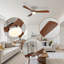 Ventilateur de plafond de 52 pouces avec lumière, 3 pales en bois de noyer massif, télécommande, moteur à courant continu réversible à 6 vitesses pour chambre à coucher, salle à manger, salon.-131302807-131302808