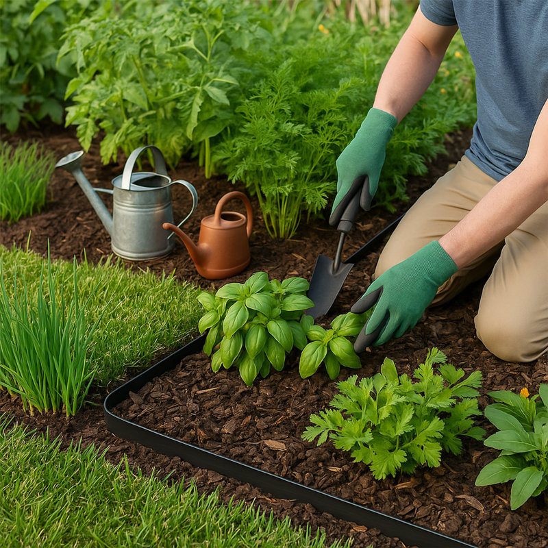 Harbour Housewares Lawn Edging Kit 30m x 4cm with 120 Pegs & Mallet, Black