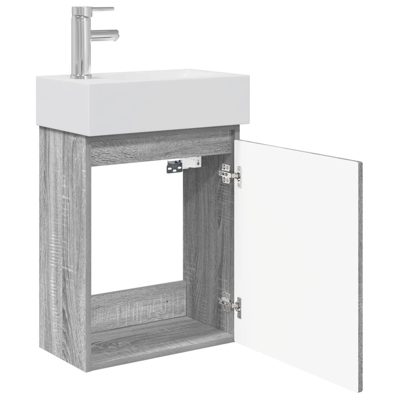Single Bathroom Vanity with Ceramic Basin, Grey Sonoma