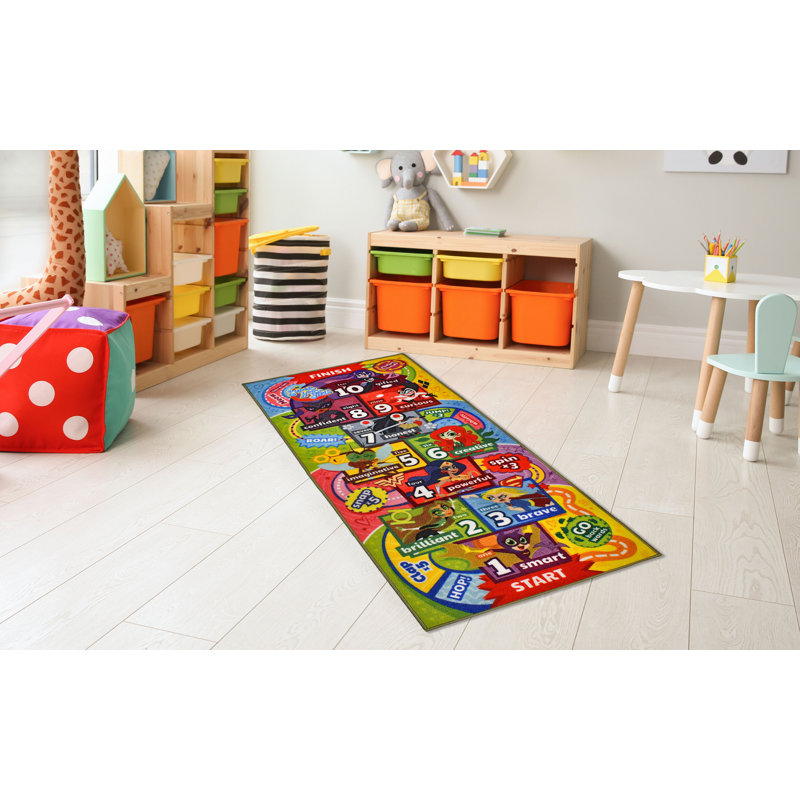 DC Super Hero Girls Educational Hopscotch Rug, 2' 7" x 6' 0"