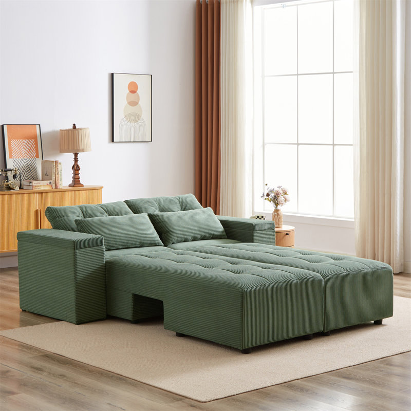 Lazos 76'' Corduroy Sofa, Army Green Corduroy