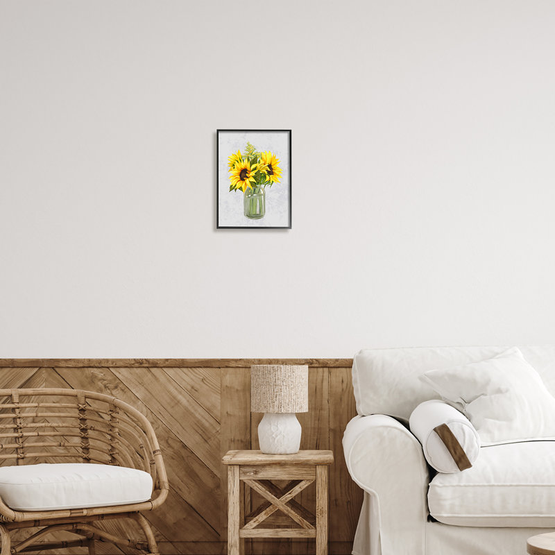 «Yellow Sunflower Blossoms Bouquet Blooming Country Petals» par Ziwei Li - cadre flottant, impression sur toile