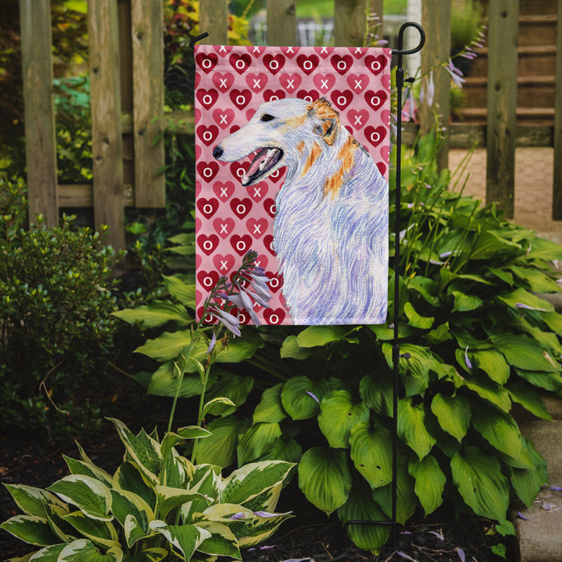 Drapeau de jardin à 2 côtés Avariella Cooper Love and Hearts, Barzoï