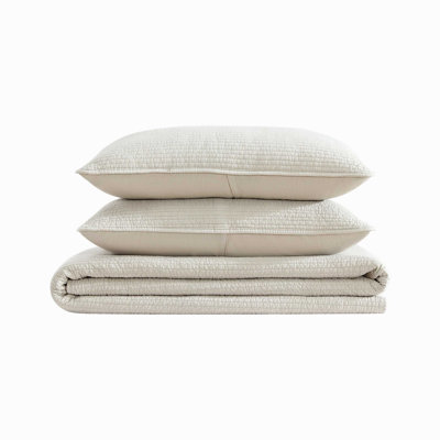 Nautica Seashore Stitch Solid Cotton Quilt Set