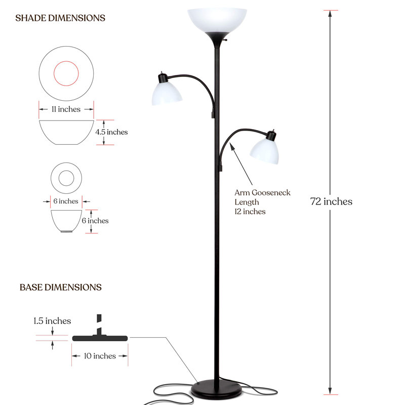 Uppingham 72'' Navy Blue Floor Lamp, Black