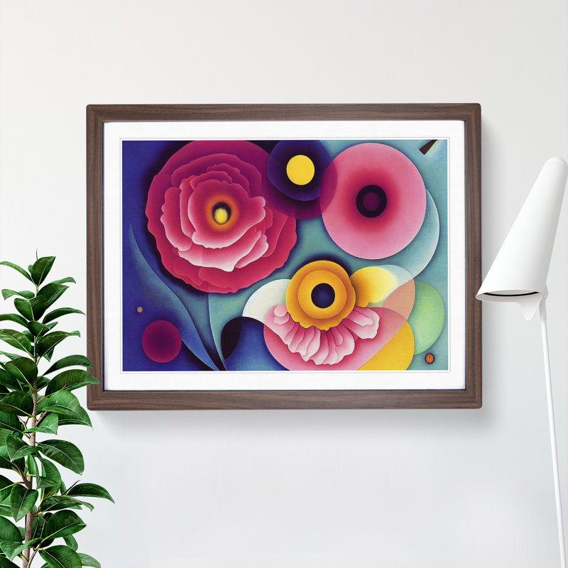 Abstract Carnation Flowers - Framed Print, 34cm H x 46cm W x 2cm D, Walnut