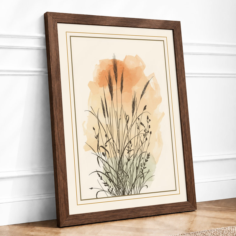 Ornamental Grass Study Botanical - Framed Print, Walnut, A3 - 42.0 x 29.7 cm