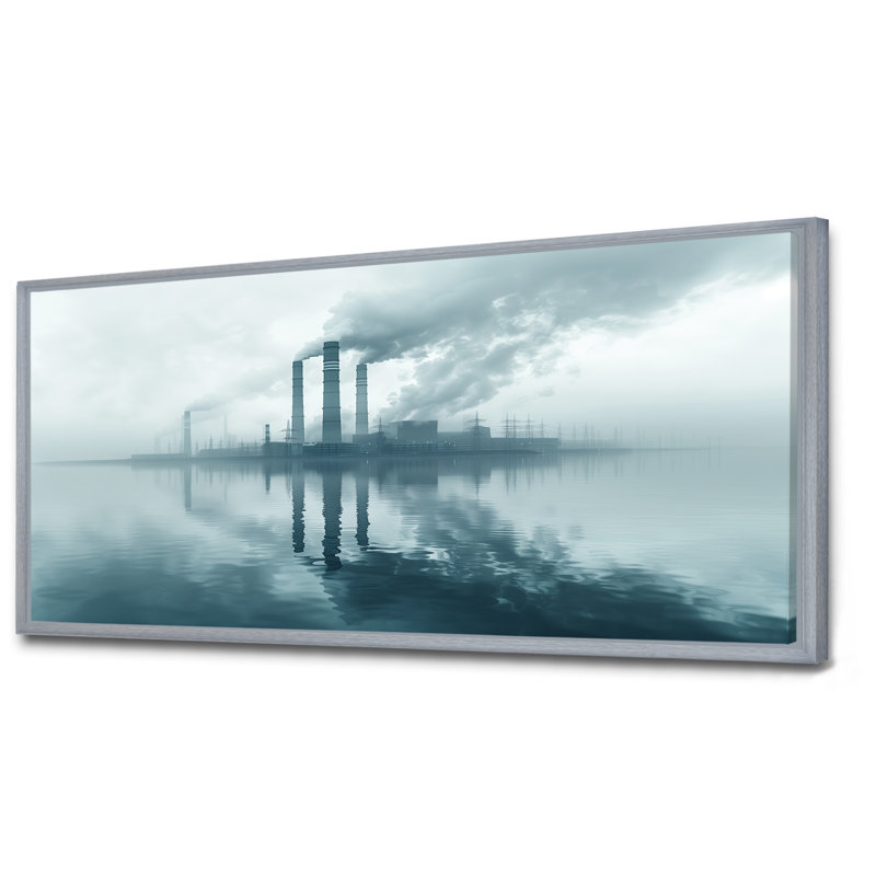 Monochromes gris électrique centrale paysage I - centrales électriques Wall Living Room, Encadrement argenté