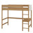 Twin Size Rubber Wood Loft Bed – Desk, Boucle Upholstered Headboard/Footboard, Ladder & Safety Guardrails