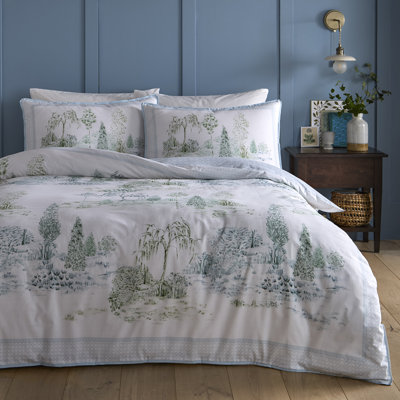Willow Tree Scene Cotton Floral Duvet Cover Set