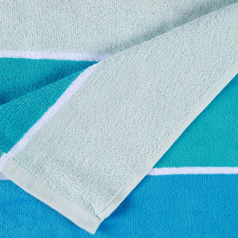 Serviette de plage surdimensionnée 100% coton Makenna, Bleu et noir