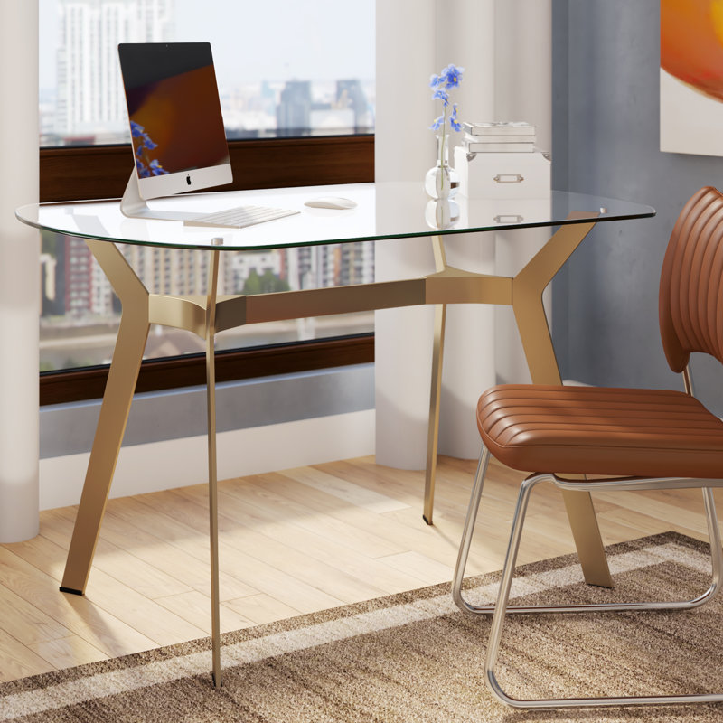 48" Oval Clear Glass Top with Gold Boomerang Legs Table