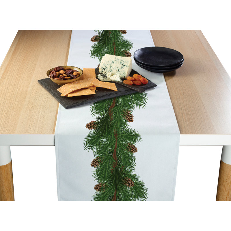 Jayden-Lee Floral Christmas Table Runner, 108" x 14", Pine and Cone Garland