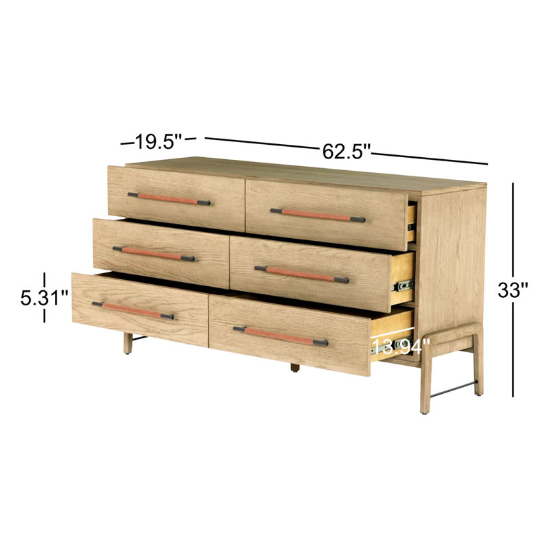 Rosedale 6 Drawer Dresser-Yucca Oak, Yucca Oak