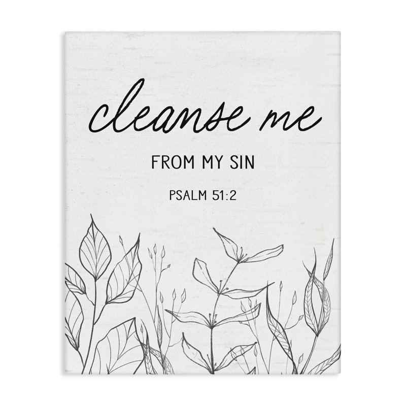Toile «Cleanse Me From Sin», design par Lettré et doublé, H 30 po x l 24 po