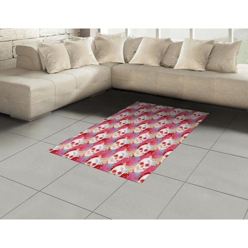 Tapis décoratif à haute densité en fibre de polyester à haute densité abstraite, Rectangle— 4 pi x 5 pi 8 po
