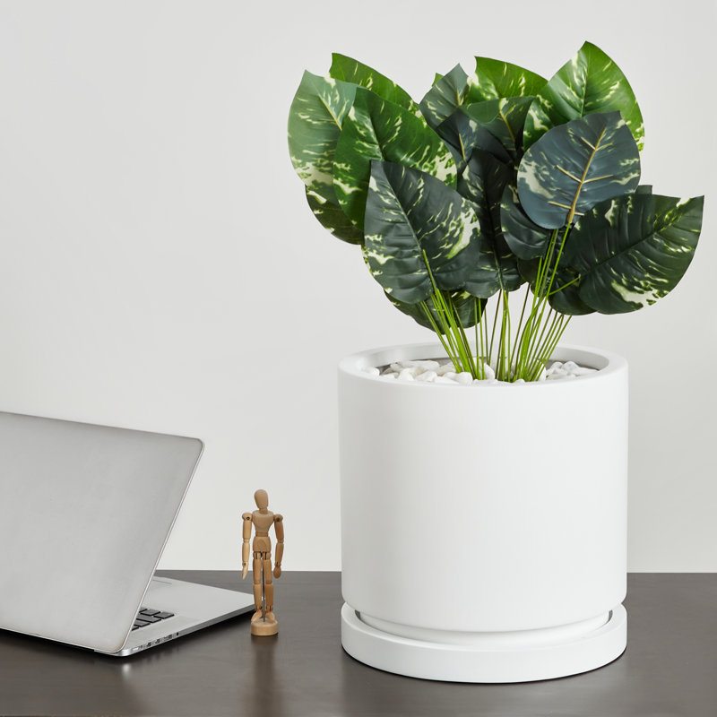Pot à fleurs Finnly, Blanc, H 15,5 po x l 15,75 po x P 15,75 po