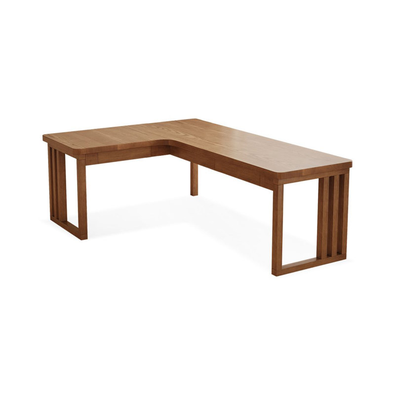 Bureau en bois de noyer massif en L avec 3 tiroirs, H 29,53 po x l 70,87 po x P 47,24 po, Retour à gauche