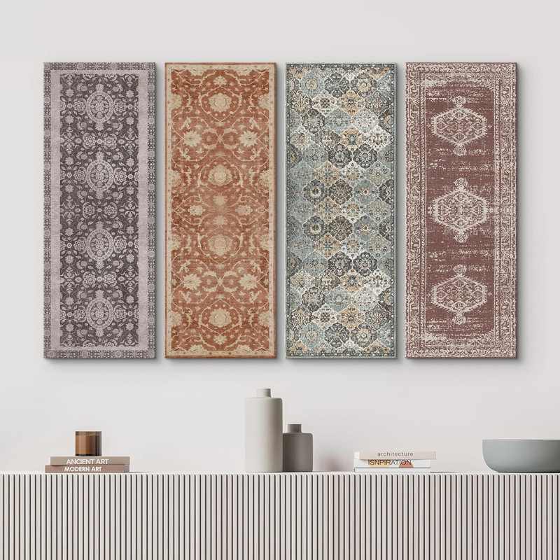 Geometric Line " Abstract Geometric Boho Mid-Century " 4 - Pieces