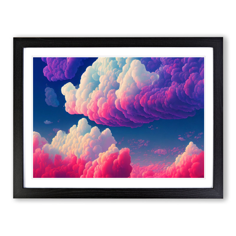 Fluffy Clouds - Single Picture Frame Print, 46cm H x 64cm W x 2cm D, Black