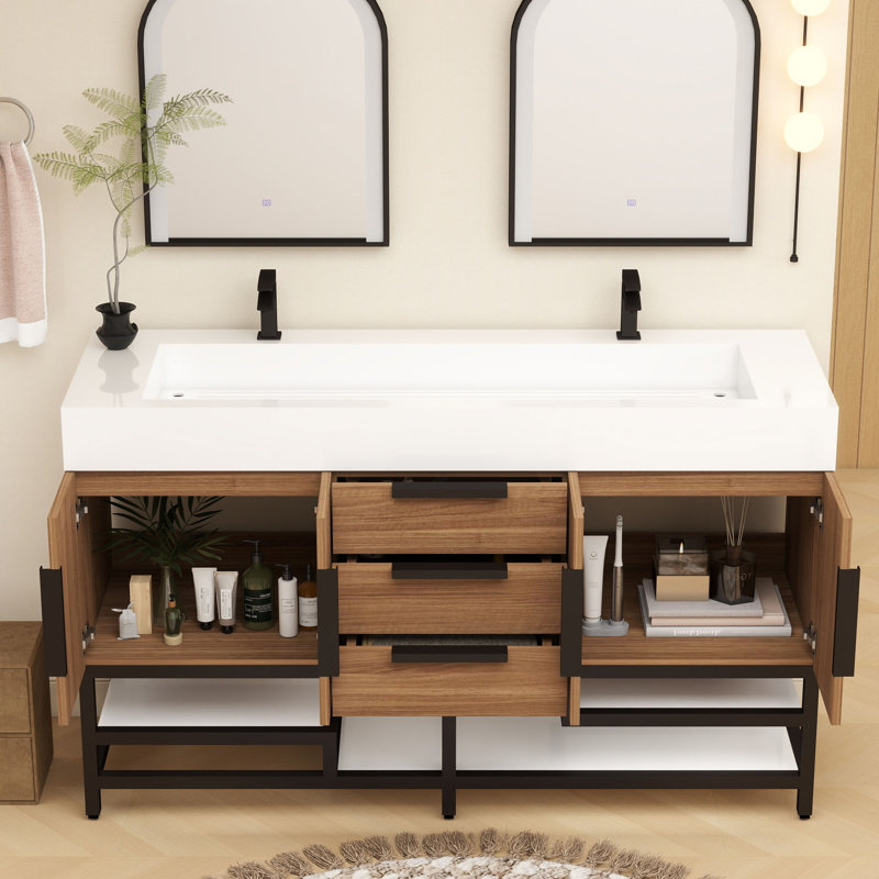 Meuble-lavabo sur pied simple 60 po Jessica, Bois