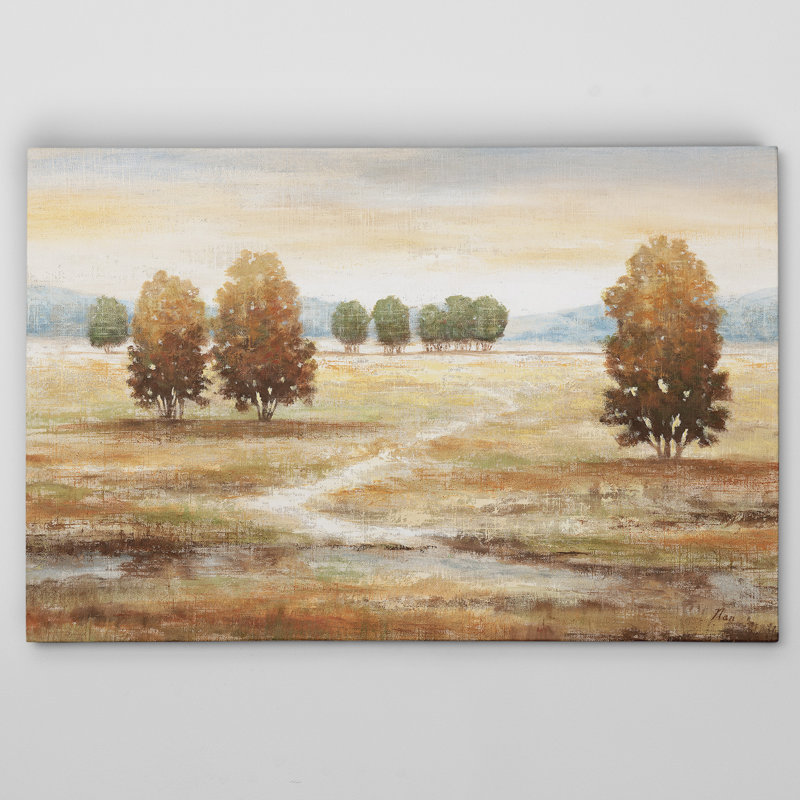 "linen landscape i" par nan, reproduction d’art sur toile tendue, H 18 po x l 27 po x P 1,5 po