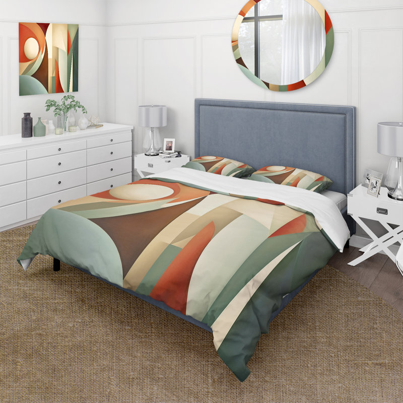 Ensemble de housse de couette Orange Green Symmetric Visions - Abstract Shapes