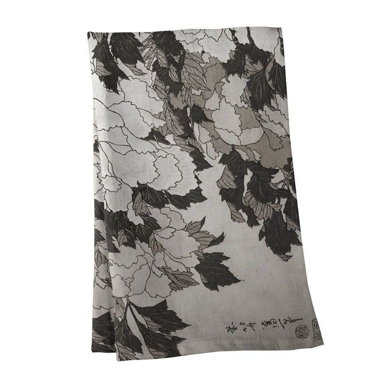Tea Towel Kitchen Towel, Poly Twill, Gray/Orange