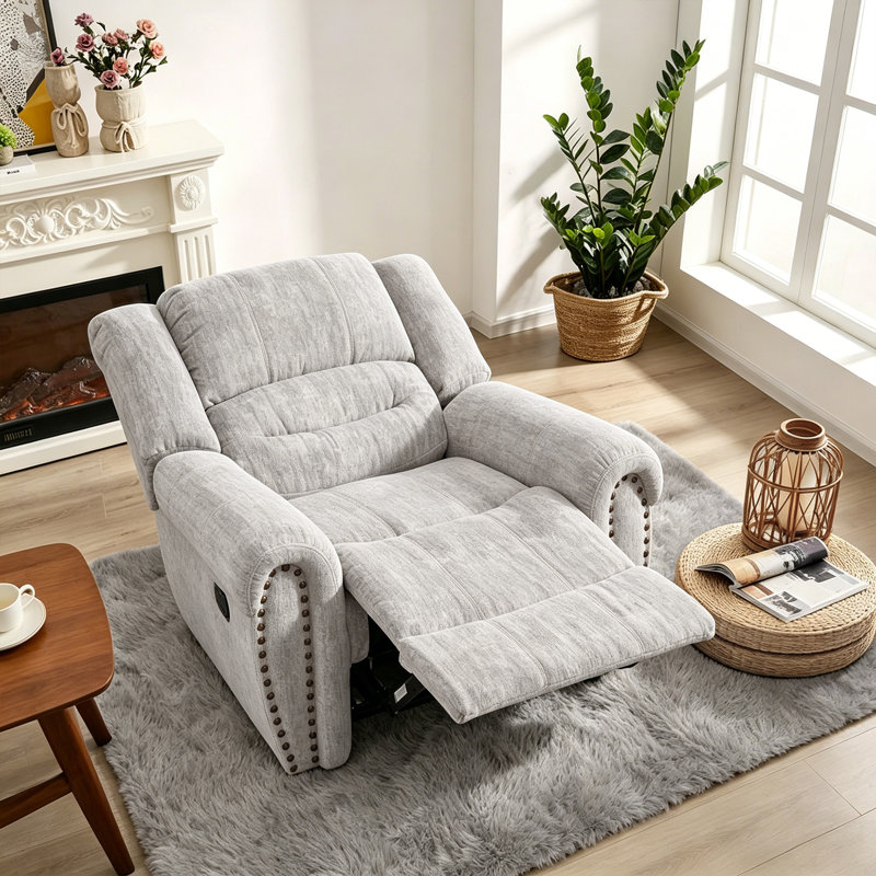 Fauteuil inclinable manuel surdimensionné 40,9 po Chemika, Gris-blanc