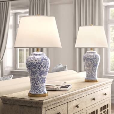 Charlton Home® Cronin Table Lamp Twin Goose Neck Desk Floral