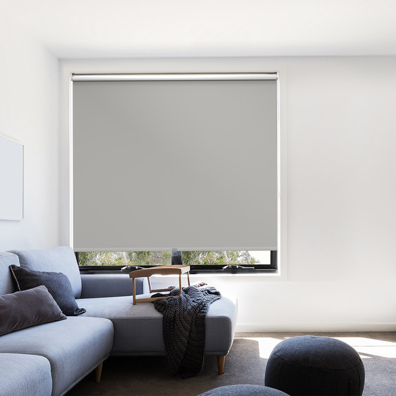 Cut to Size Cordless Blackout Roller Blind, 190 cm L x 100 cm W, Grey