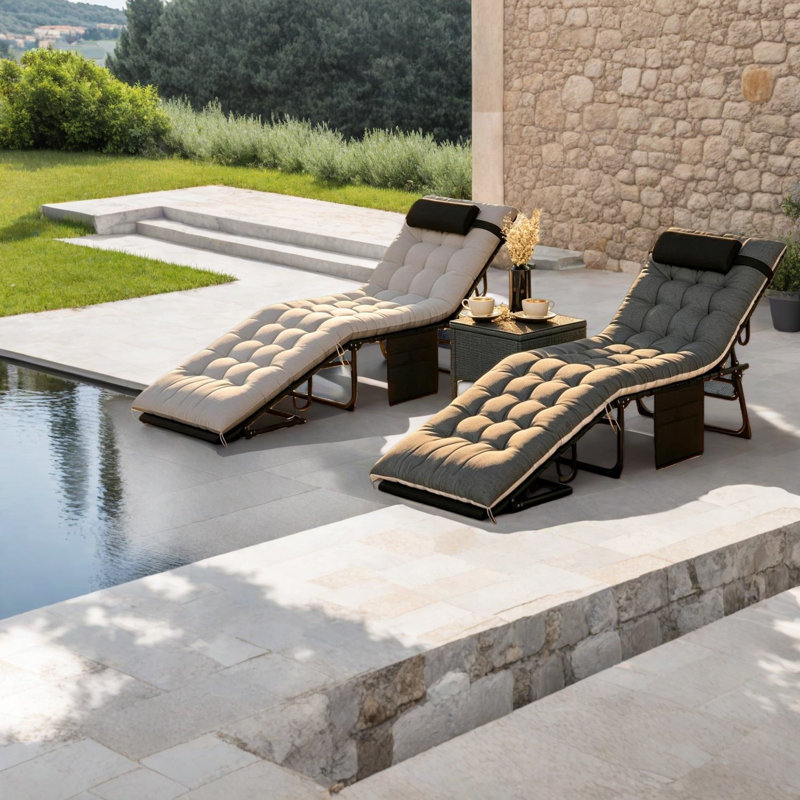 Ensemble de 2 chaises de patio réglables réglables, piscine en acier portable et moderne
