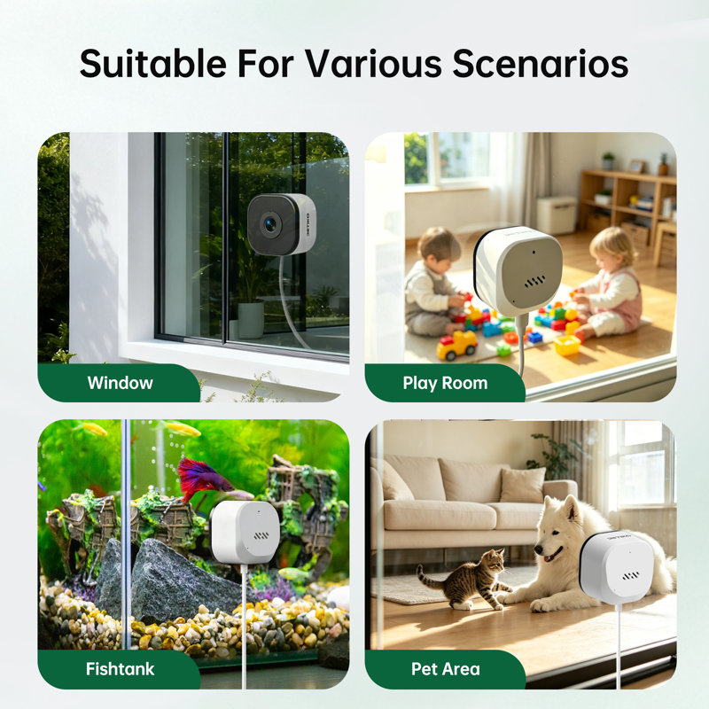 Smart Window Security Cameras With AI Motion Detection, 2K Full Color Night Vision, Emergency Alarm & Cloud Storage