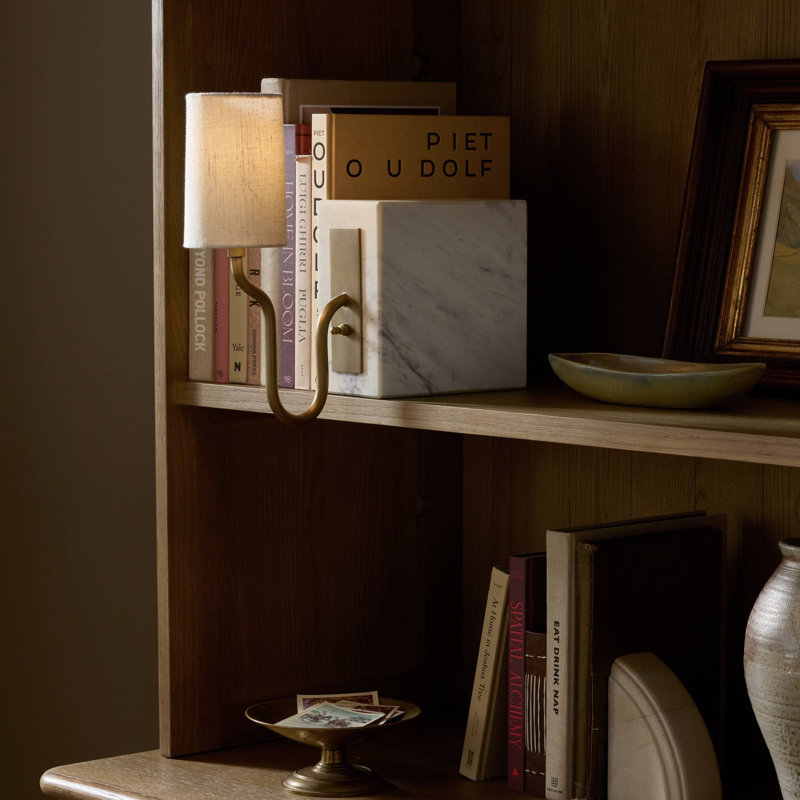 Calla Bookshelf Lamp, White Marble