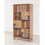 Bibliothèque moderne avec motif abstrait d'automne, couleur pin atlantique, 31,5 x 61,0 x 14,2 pouces | 100% panneau de particules enduit de mélamine, revêtement UV | Pieds en bois, nombreuses tablettes, solution de rangement murale, élégante et fonctionnelle