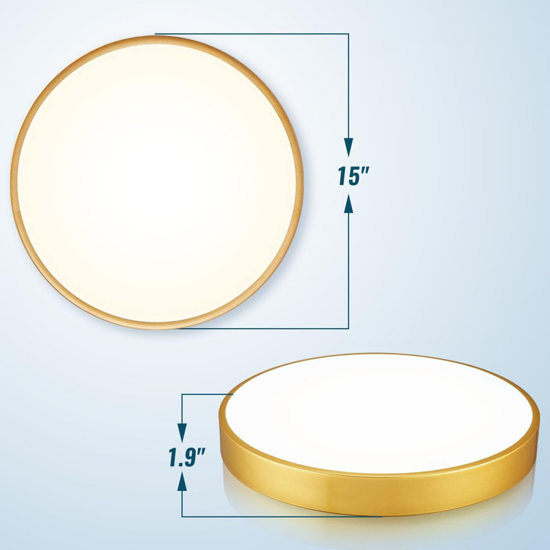 15" Gold LED Ceiling Light, Round LED Flush Mount