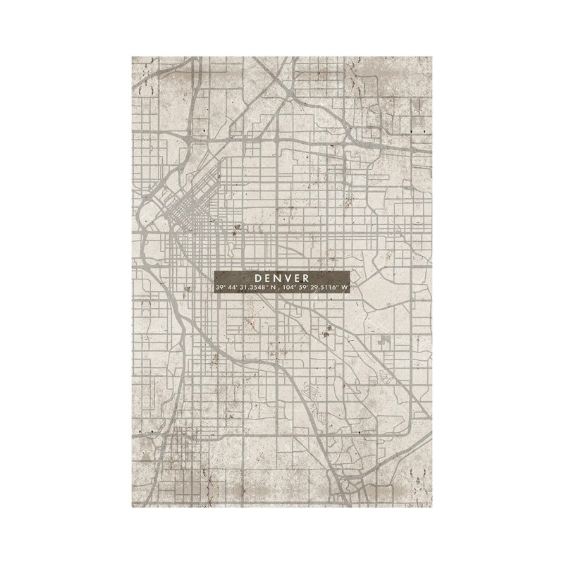 Denver City Map Abstract 1 Piece Wrapped Canvas Wall Art, 45.72cm H x 30.48cm W