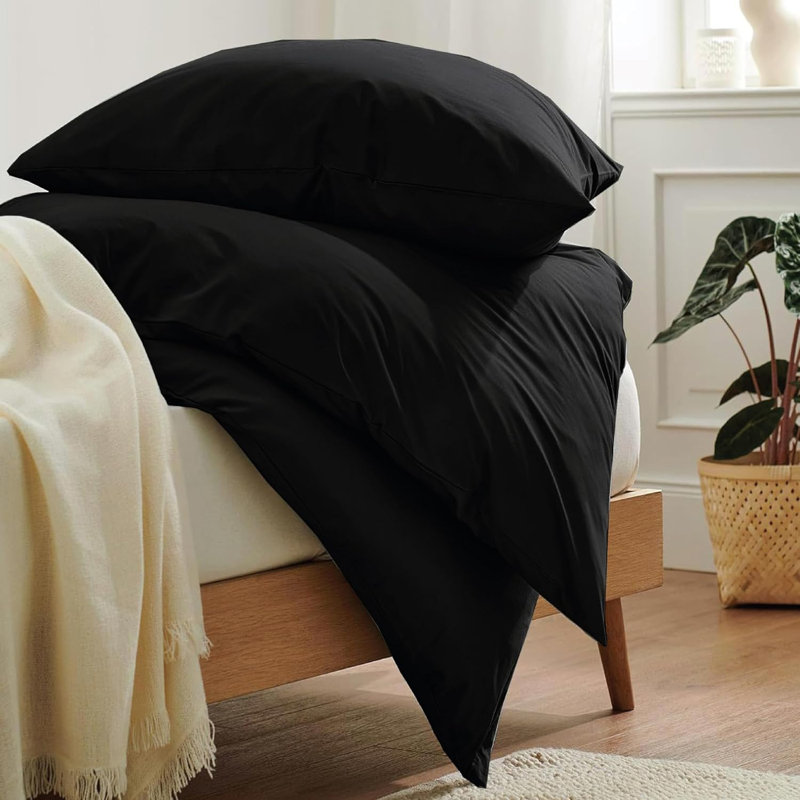 No Pattern Duvet Cover Set, Black