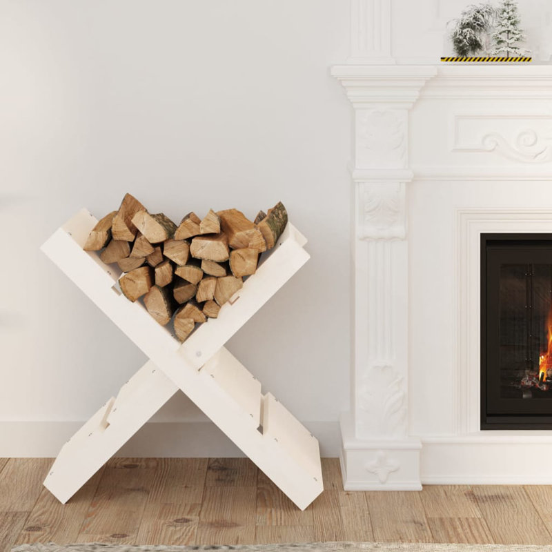 47cm W Solid Wood Log Rack, White