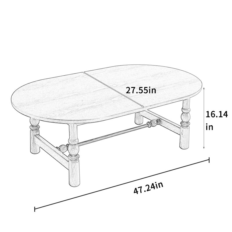 Table basse elliptique de style rétro