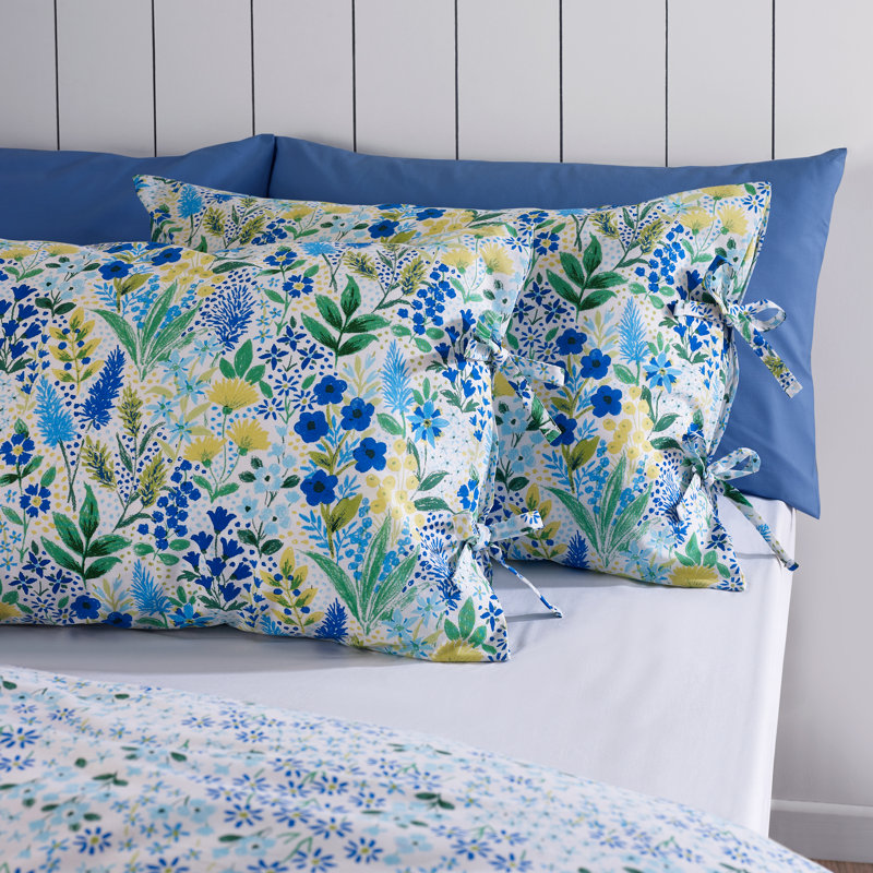 Tilly Floral Reversible Duvet Cover Set, Blue, Kingsize Duvet Cover + 2 Standard Pillowcases